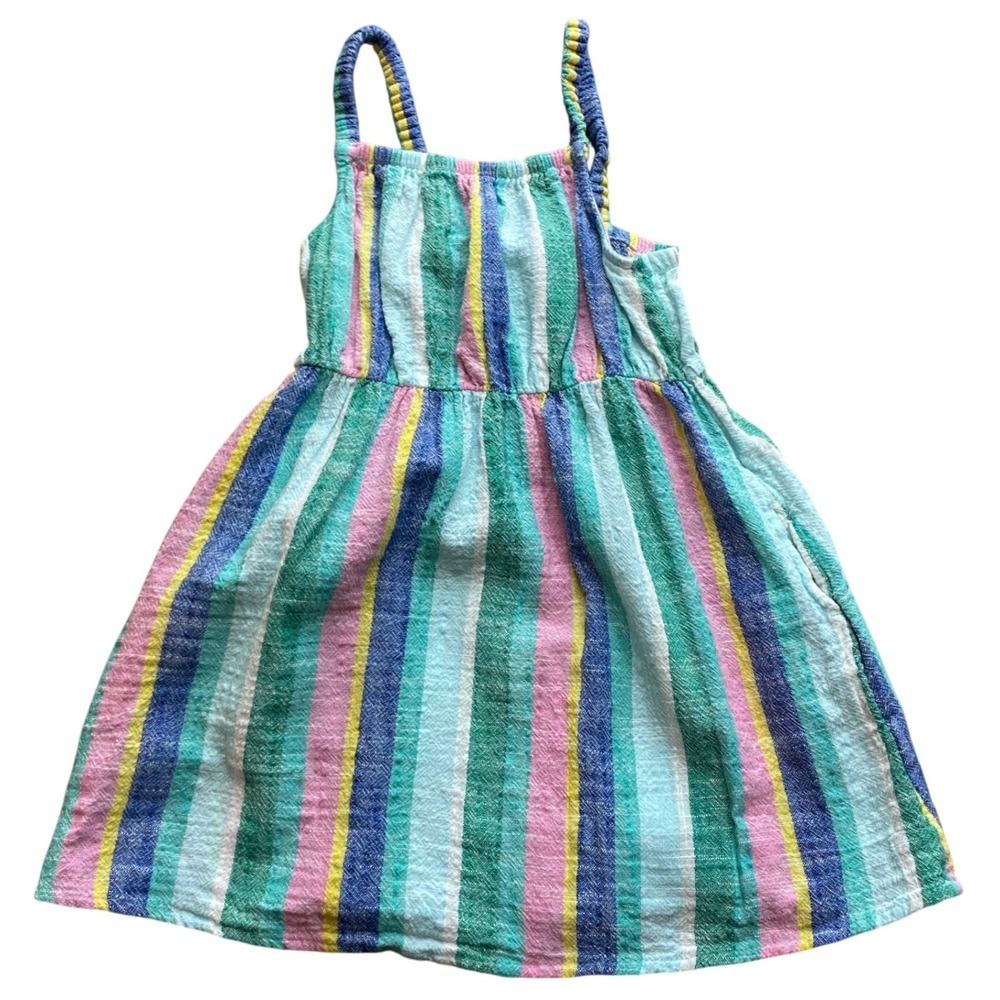 Cat & Jack Girls 5T Striped Cotton Sundress Sleeveless Multi-Color Pocket Spring
